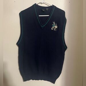 WARNER BROS Studio‎ Store Vintage Embroidered Bugs Taz Knit Gold Sweater Vest M